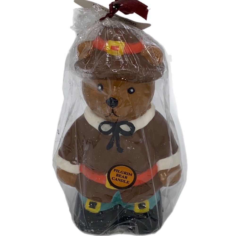 Collectible Thanksgiving Pilgrim Bear Candle Boy Handmade 1997 Magic Creations